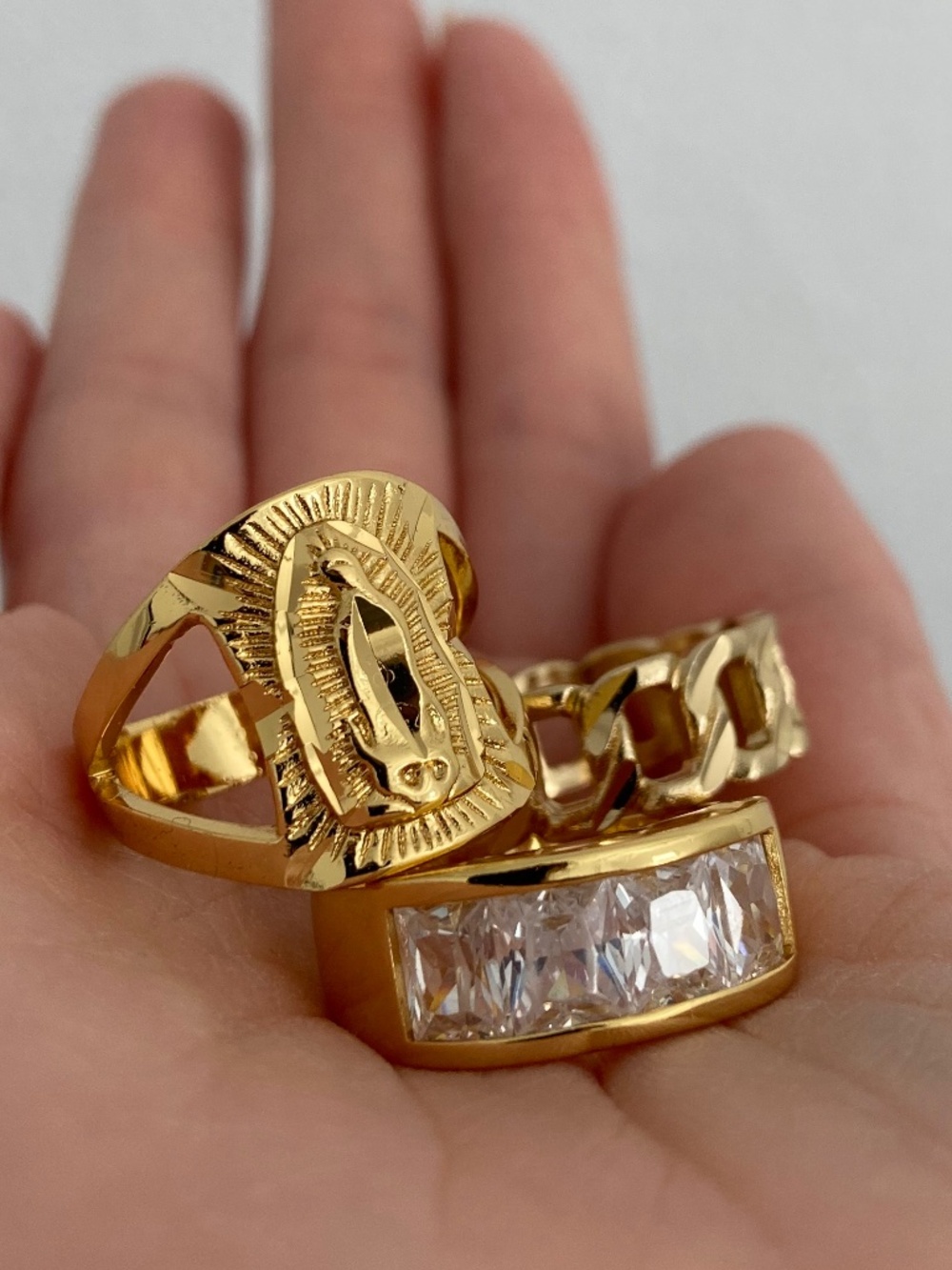 CHILD OF WILD SZ7 Ring SET Gold Stackable layering cocktail Rings Gold New